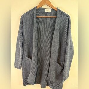 Universal Thread Slate Blue Ribbed Open-Front Cardigan